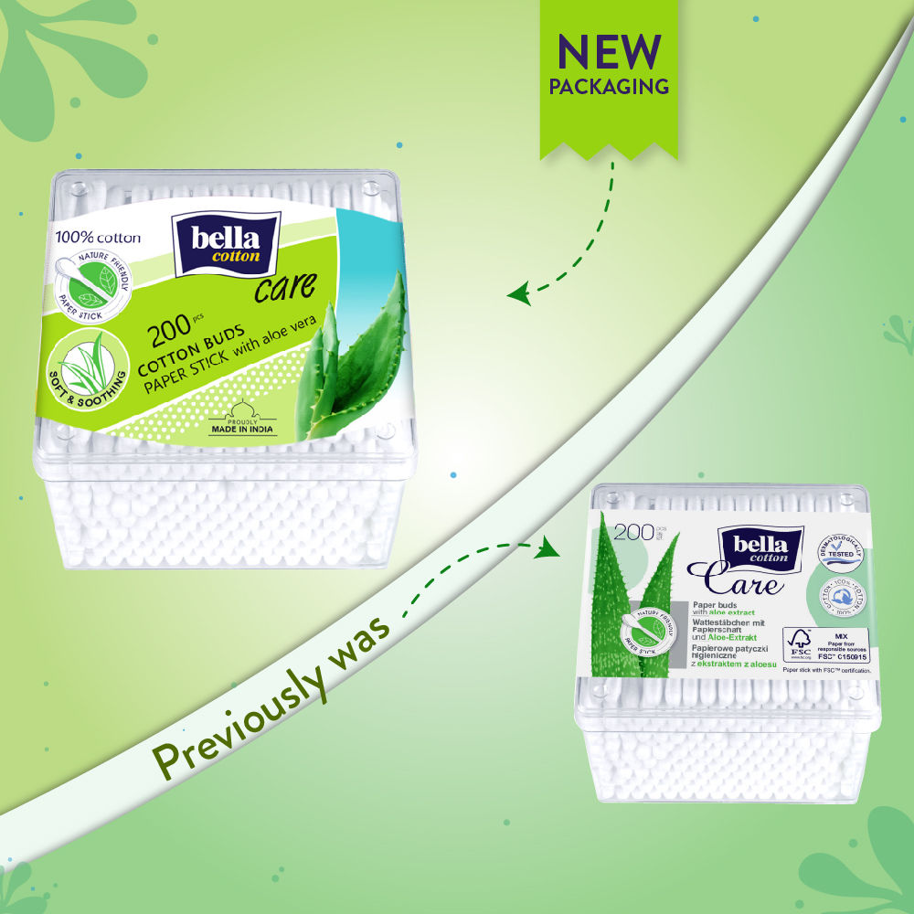 Cotton Buds with Paper Stick, Soft and Gentle, 100% Cotton, With Aloe Vera Extract