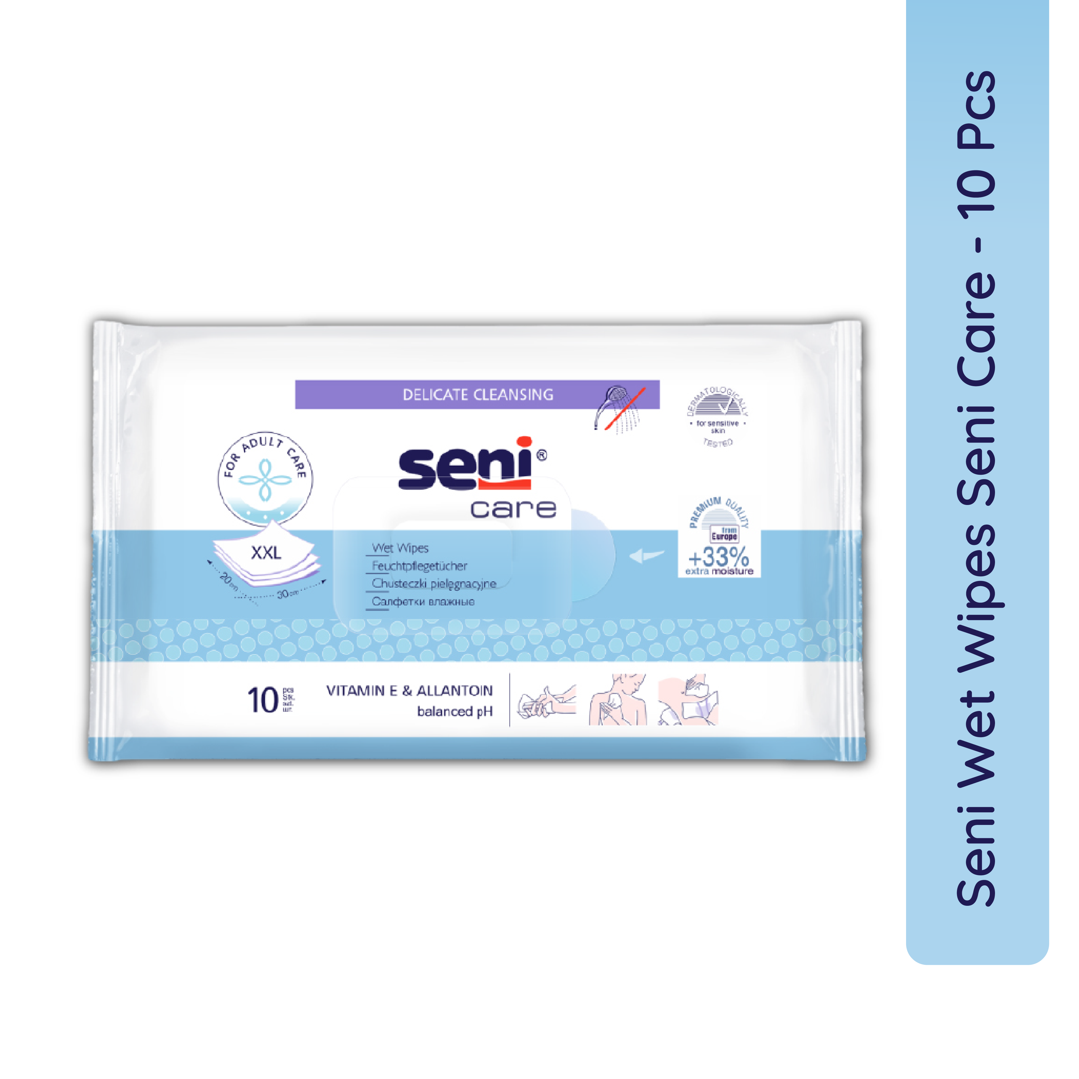 Seni Care Wet Wipes For Adults XXL, With Vitamin E And Allantoin, Balanced PH, Ready To Use