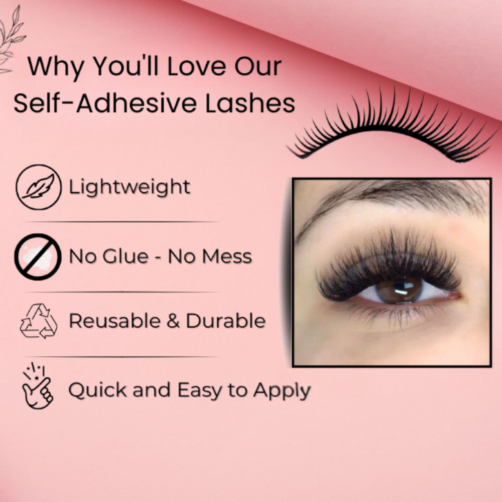 Self Adhesive Eyelashes SA47, Outer Edge Lift, Bold Curved Look, No Glue, Reusable, Stick On