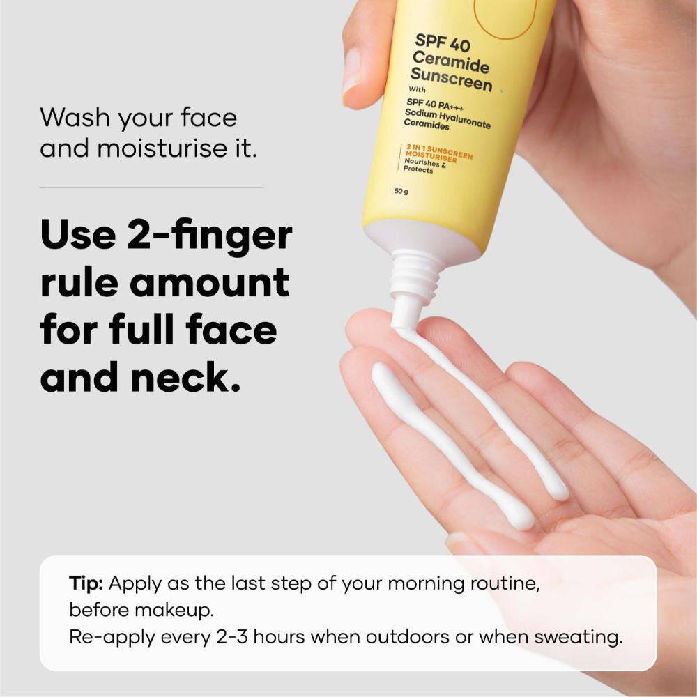 Spf 40 Ceramide Sunscreen With Hyaluronic Acid, 2 In 1 Sunscreen Moisturiser