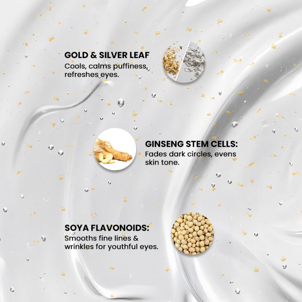 BiE Eyefinity Under Eye Gel with Gold,Silver Leaf & Stem Cells for Dark Circles,Wrinkles & Puffiness