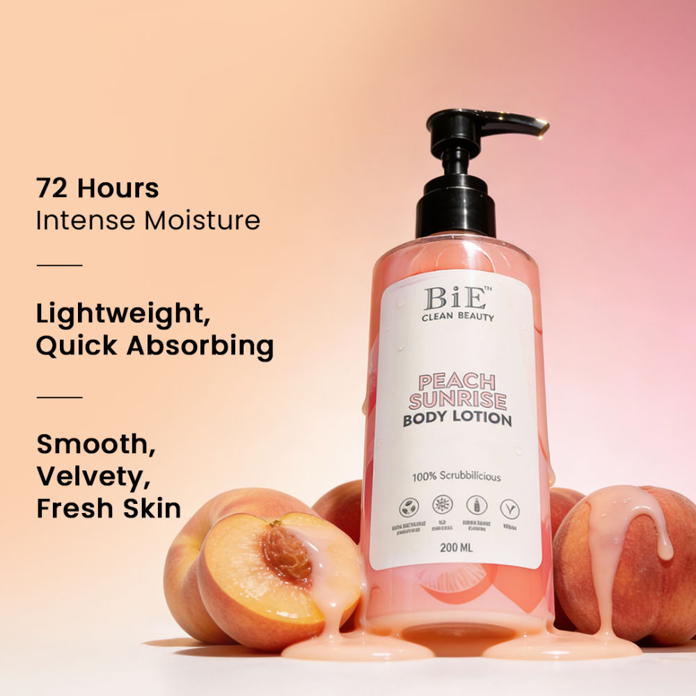 BiE Peach Sunrise Body Lotion with Hyaluronic Acid & Niacinamide for 72H Hydration & Moisturization