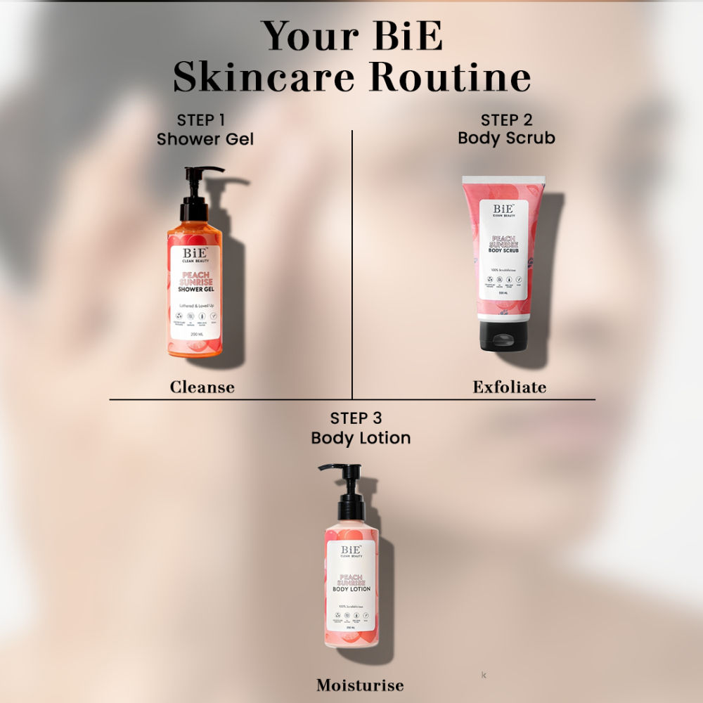 BiE Peach Sunrise Body Lotion with Hyaluronic Acid & Niacinamide for 72H Hydration & Moisturization