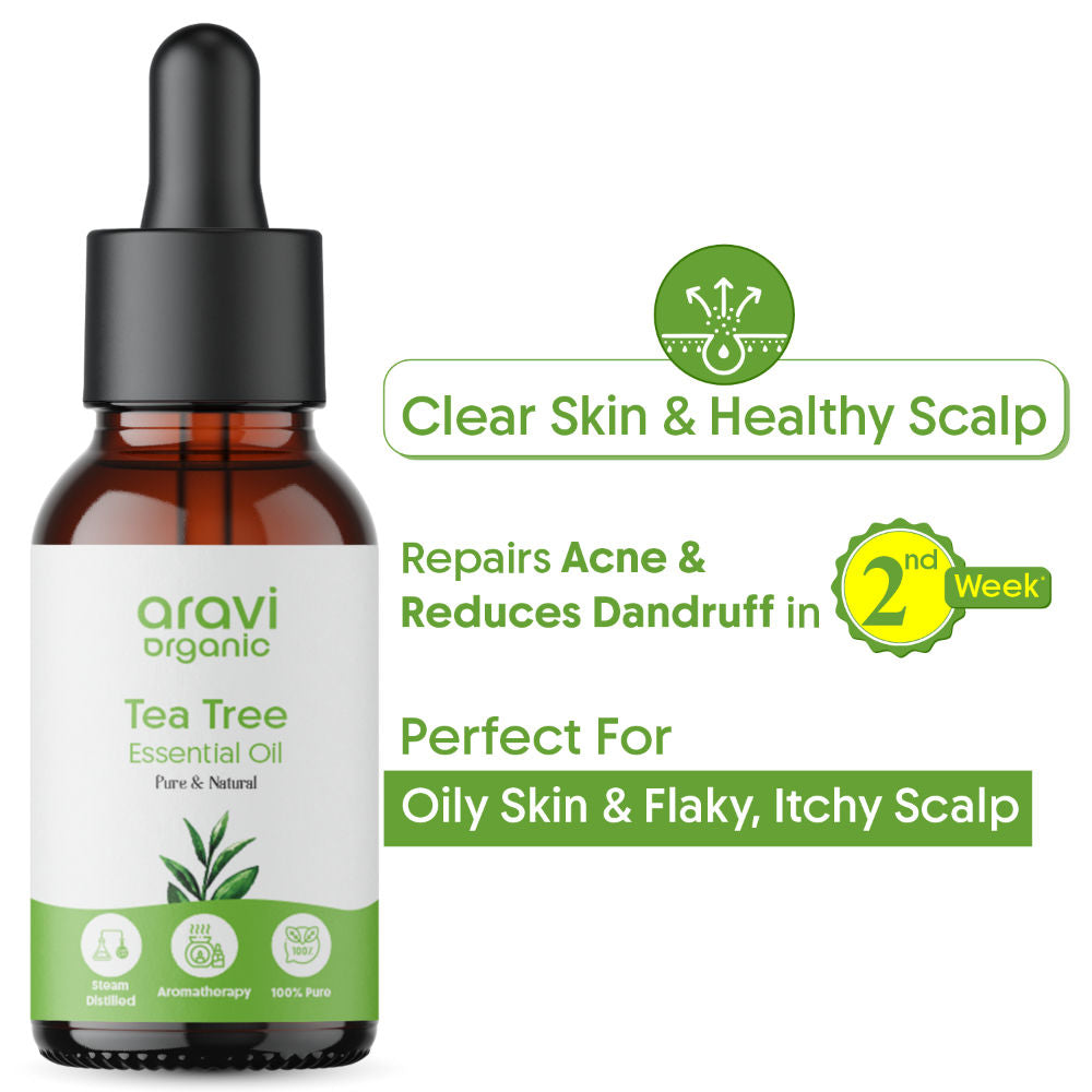 100% Pure Tea Tree Essential Oil For Acne & Skin, Tea Tree Oil For Dandruff Control