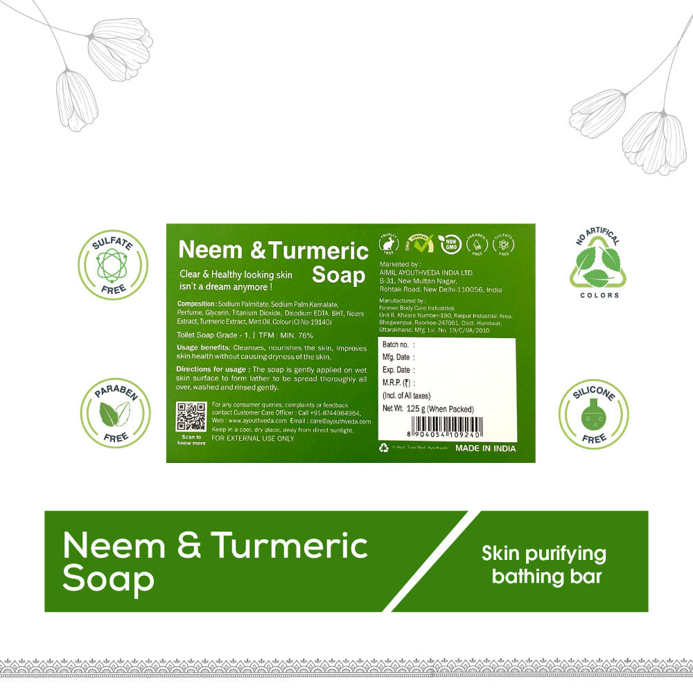 Neem & Turmeric Herbal Antiseptic Soap to Deep Clean & Reduce Acne for Clear Skin