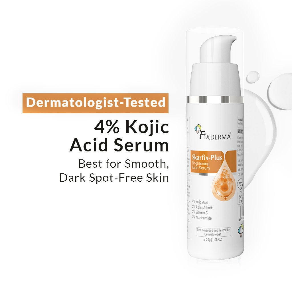 Skarfix Plus 4% Kojic Acid Brightening Face Serum Fades Dark Spots & Hyperpigmentation