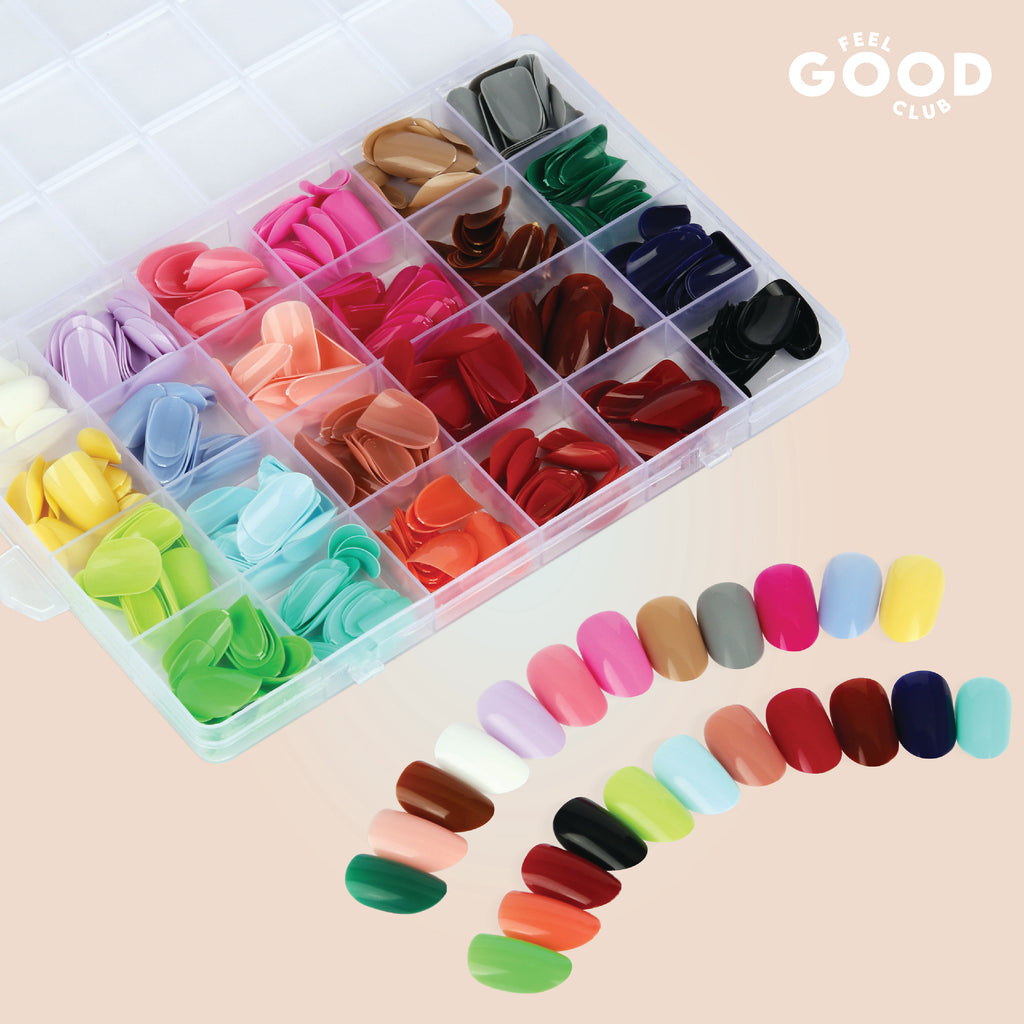 False Nails - Box Of 576 Pcs Press On/ Fake Nails In 24 Colours (Glue Not Included)