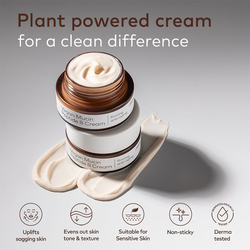Alltimate Vegan Mucin 8 Peptide Cream - Anti Aging Korean Moisturizer with No Snails