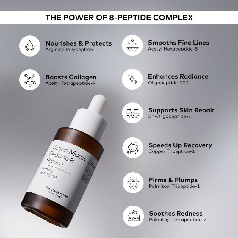 Alltimate Vegan Mucin Peptide 8 Serum - No Snails, Korean, Anti Aging, Hydrating