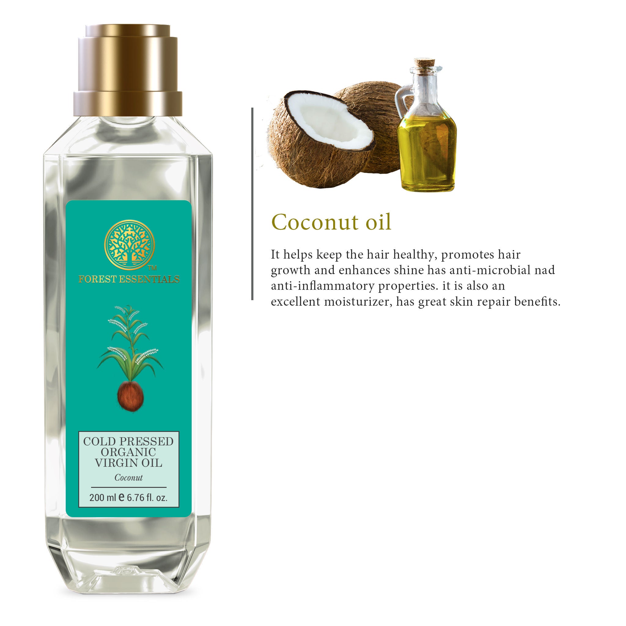 Organic Cold Pressed Virgin Coconut Oil - Pure Coconut Massage Oil With Vitamin E