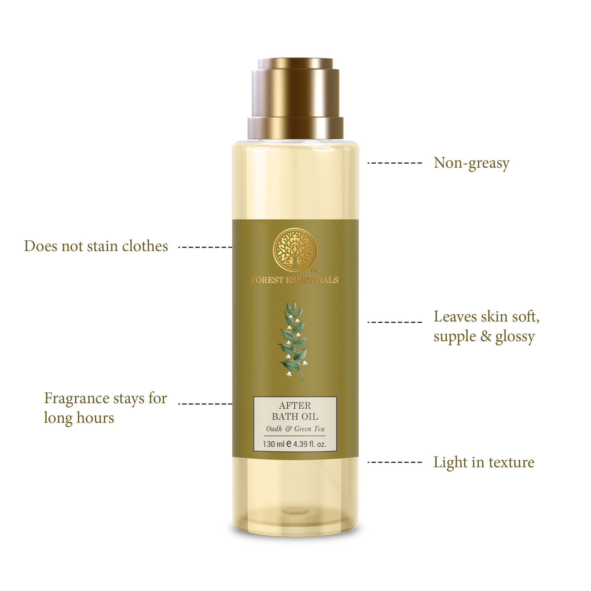 After Bath Oil Oudh & Green Tea Ayurvedic Moisturizing Shower Oil