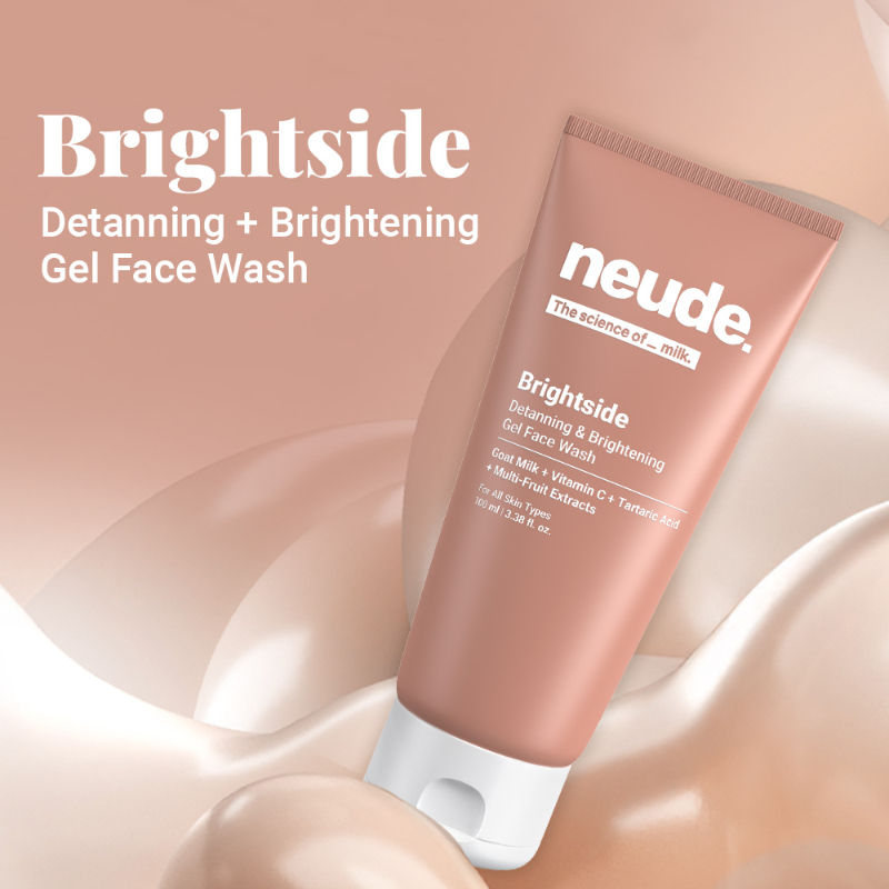 Neude Detanning and Brightening Gel Face Wash: Vitamin C, Goat Milk & Tartaric Acid