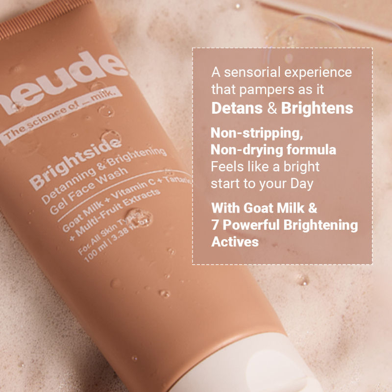 Neude Detanning and Brightening Gel Face Wash: Vitamin C, Goat Milk & Tartaric Acid