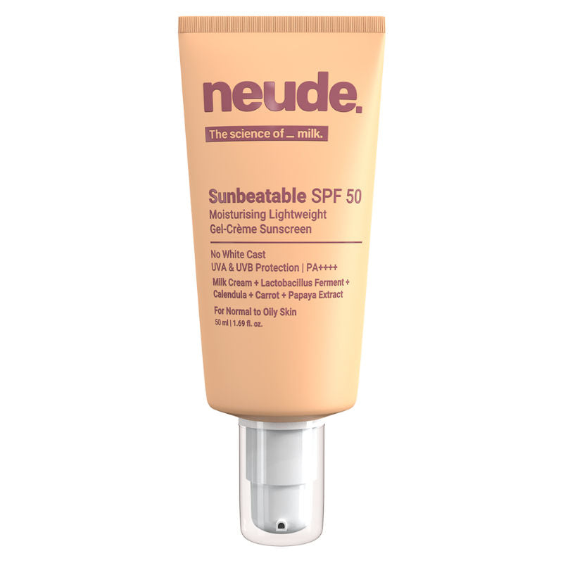 Neude Lightweight Gel Crème Sunscreen Spf50 + Pa++++ Uva/Uvb Protection, Oily Skin Friendly