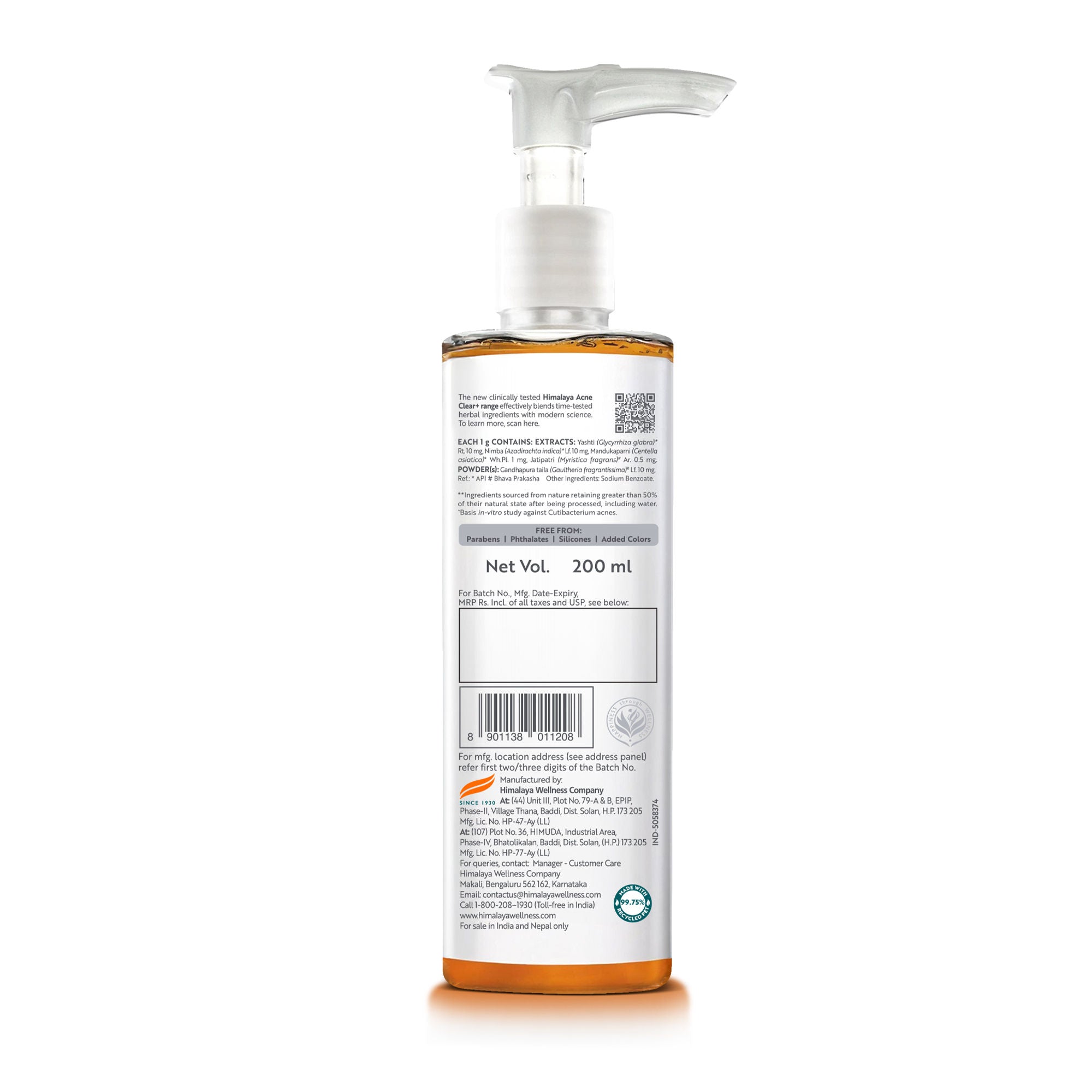 Acne Clear+ Face Cleansing Gel with Natural Salicylic Acid for Reducing Acne & Sebum
