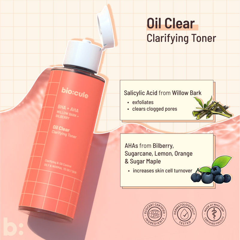 AHA BHA Oil Clear Clarifying Face Toner For Oily & Acne Prone Skin