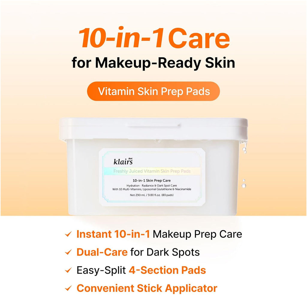 Freshly Juiced Vitamin Skin Prep Pads Brighten Dull Skin & Hydrate, Vit C & Niacinamide