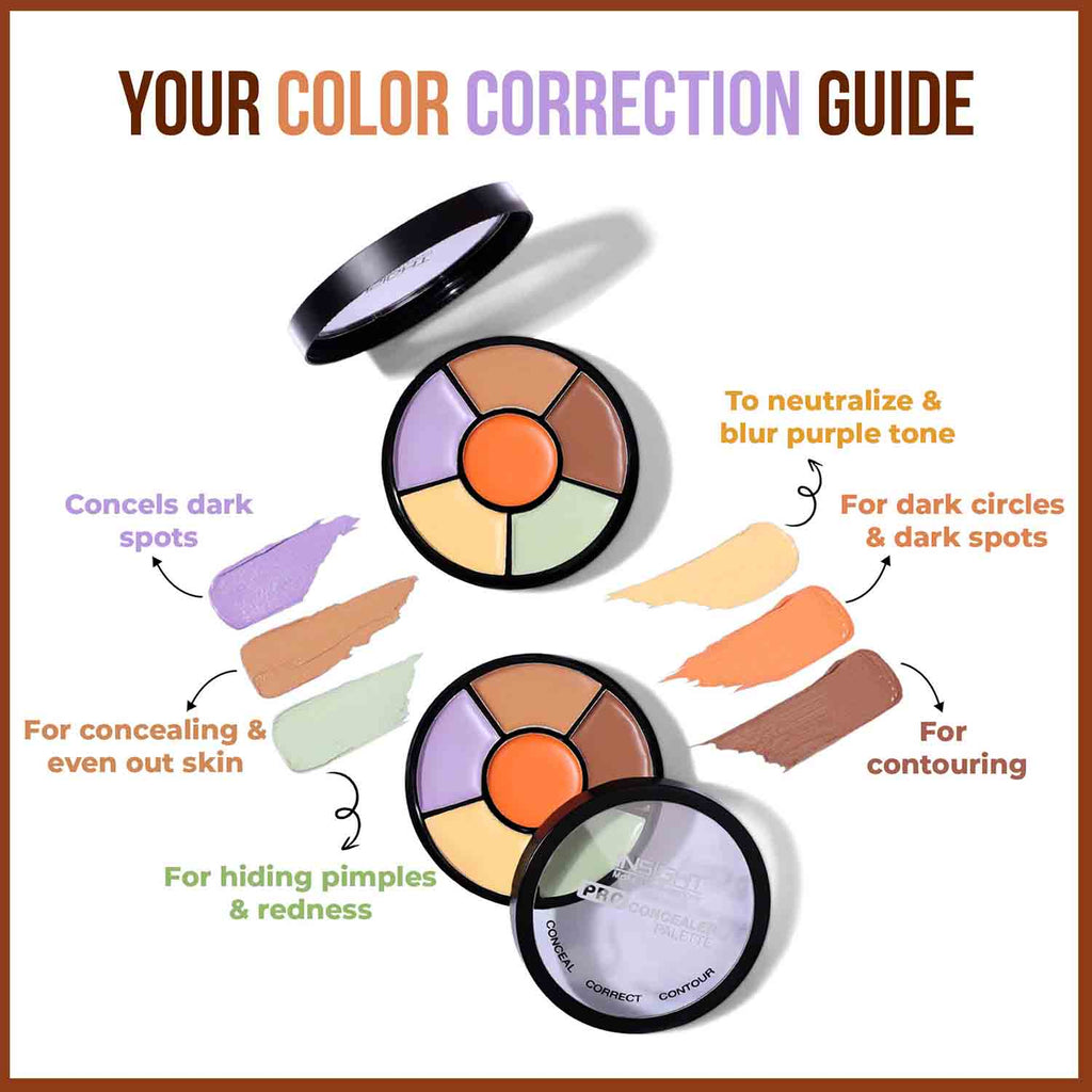 Pro Concealer Palette, 3 In 1 Conceal,Contour & Correct, Long Lasting & Waterproof - Concealer