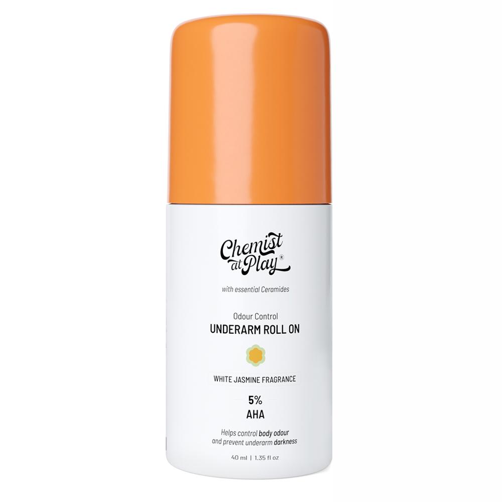 5% AHA Underarm Roll On Deodrant Lactic Acid for Men & Women - White Jasmine