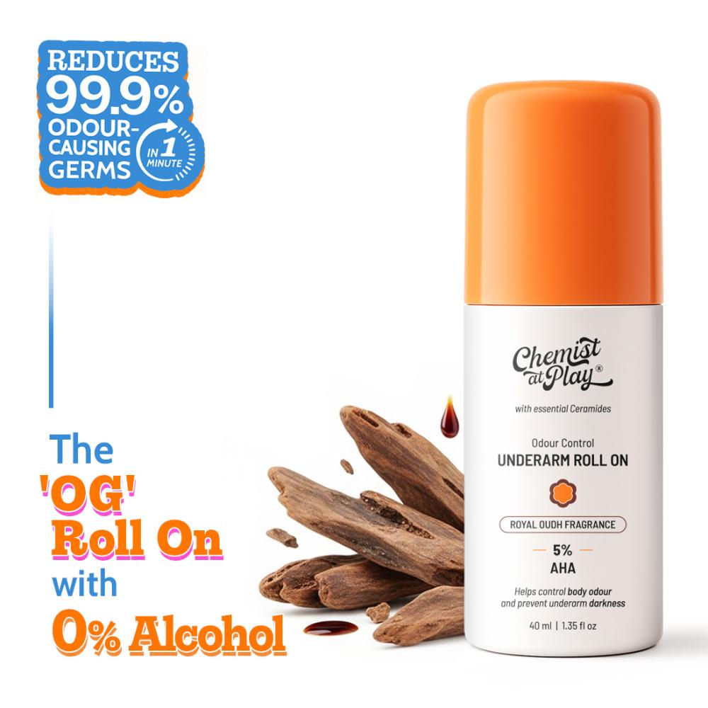 5% AHA Underarm Roll On Deodrant Lactic Acid Men & Women - Royal Oudh Fragrance