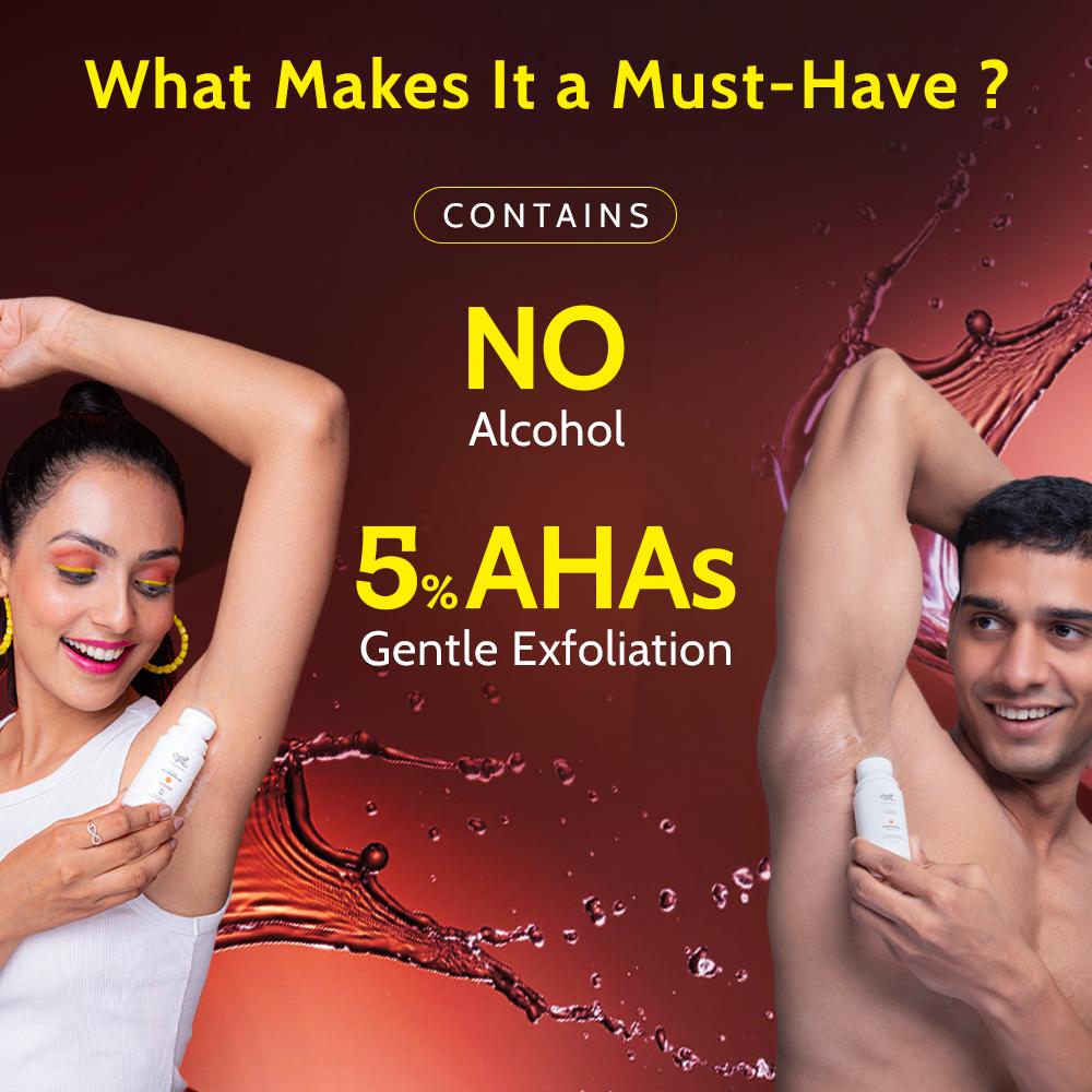 5% AHA Underarm Roll On Deodrant Lactic Acid Men & Women - Royal Oudh Fragrance