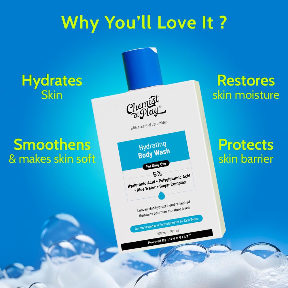 Hydrating Body Wash 5% Niacinamide & Hyaluronic Acid Shower Gel for Women & Men