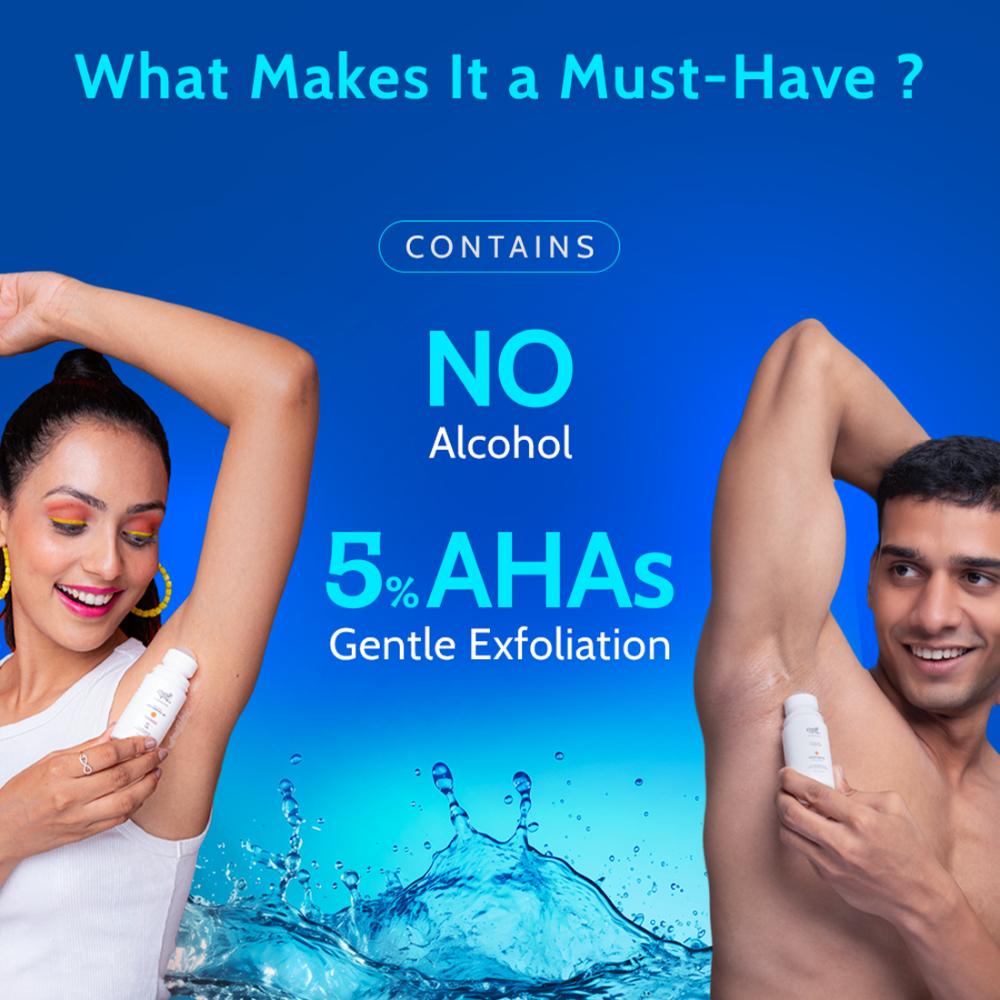 5% AHA Underarm Roll On Lactic Acid Deodrants for Men & Women Aqua Fragrance