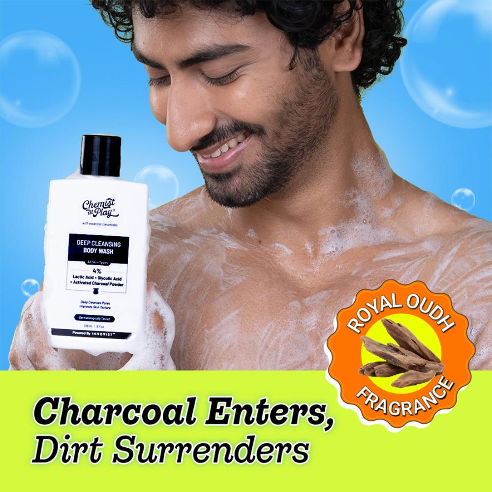 Deep Cleansing Body Wash, Activated Charcoal for Detox & Pore Cleanse, Oudh Scent
