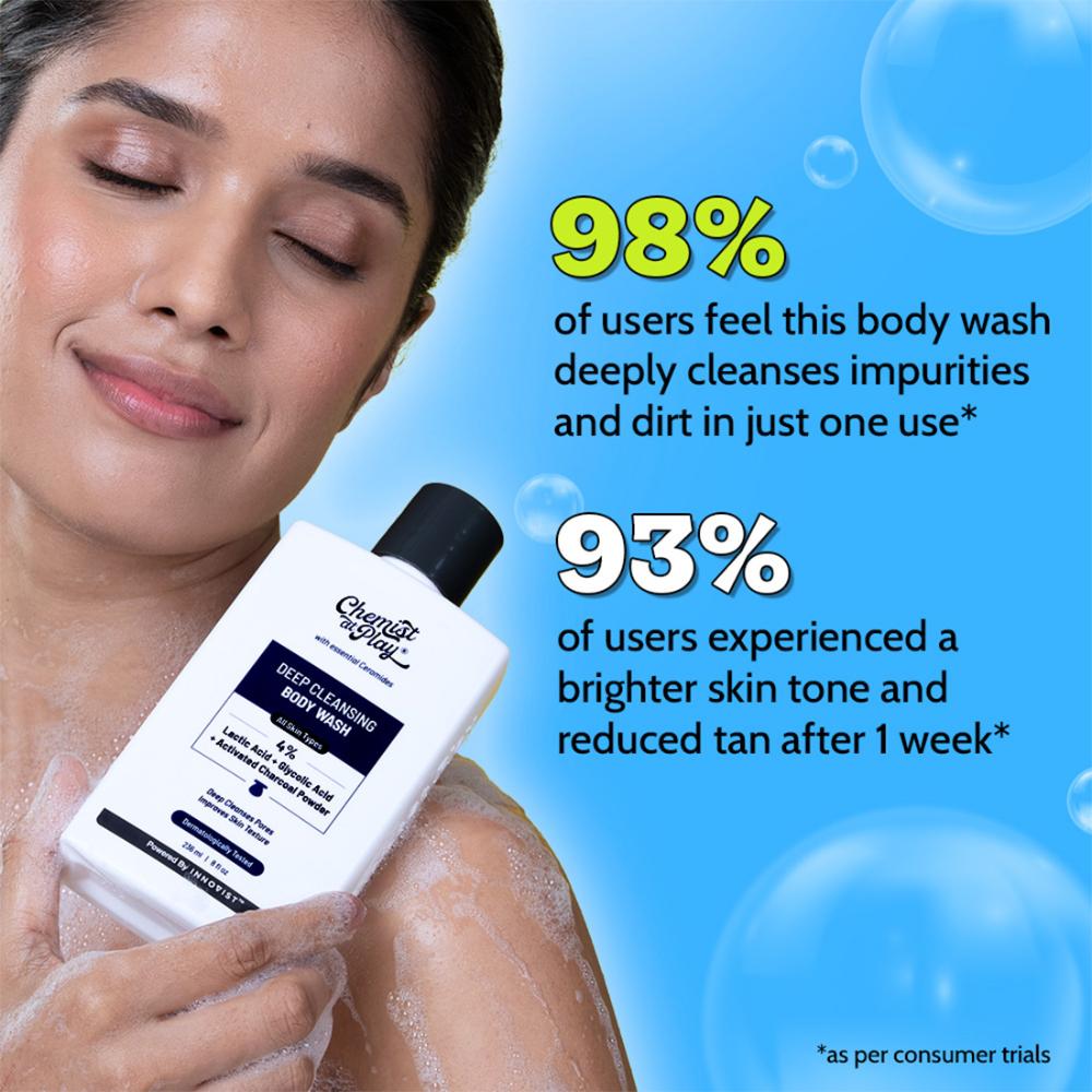 Deep Cleansing Body Wash, Activated Charcoal for Detox & Pore Cleanse, Oudh Scent