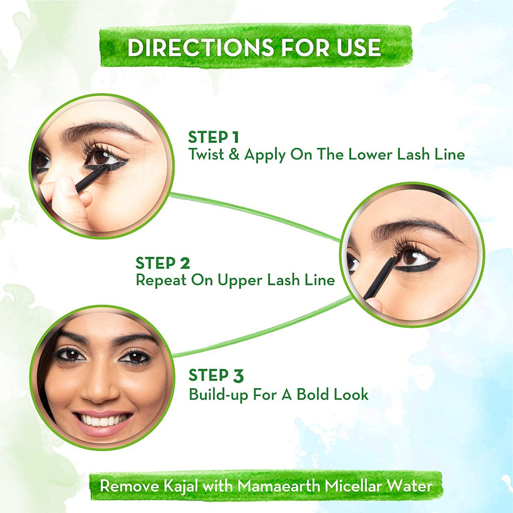 Charcoal Black Long Stay Kajal Black Waterproof, For 11-Hour Smudge-Free Stay
