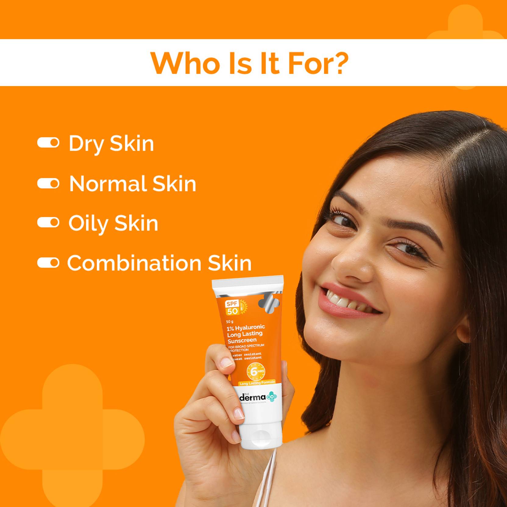 1% Hyaluronic Long Lasting Sunscreen SPF 50, PA++++ |6 hrs. Sun Protection For All skin