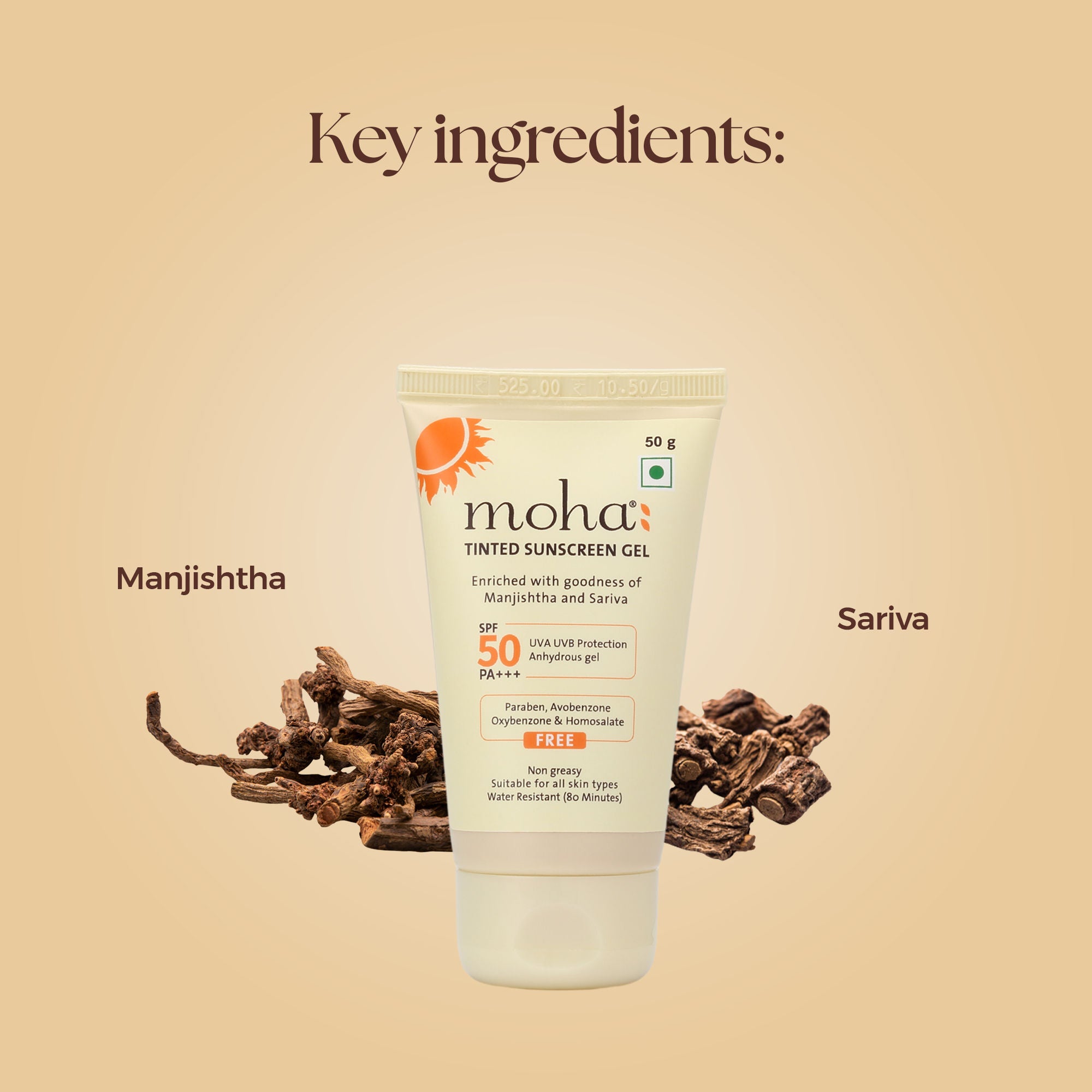 Tinted Sunscreen Gel SPF 50 +++ Protect And Illuminate Skin With Manjishtha And Sariva