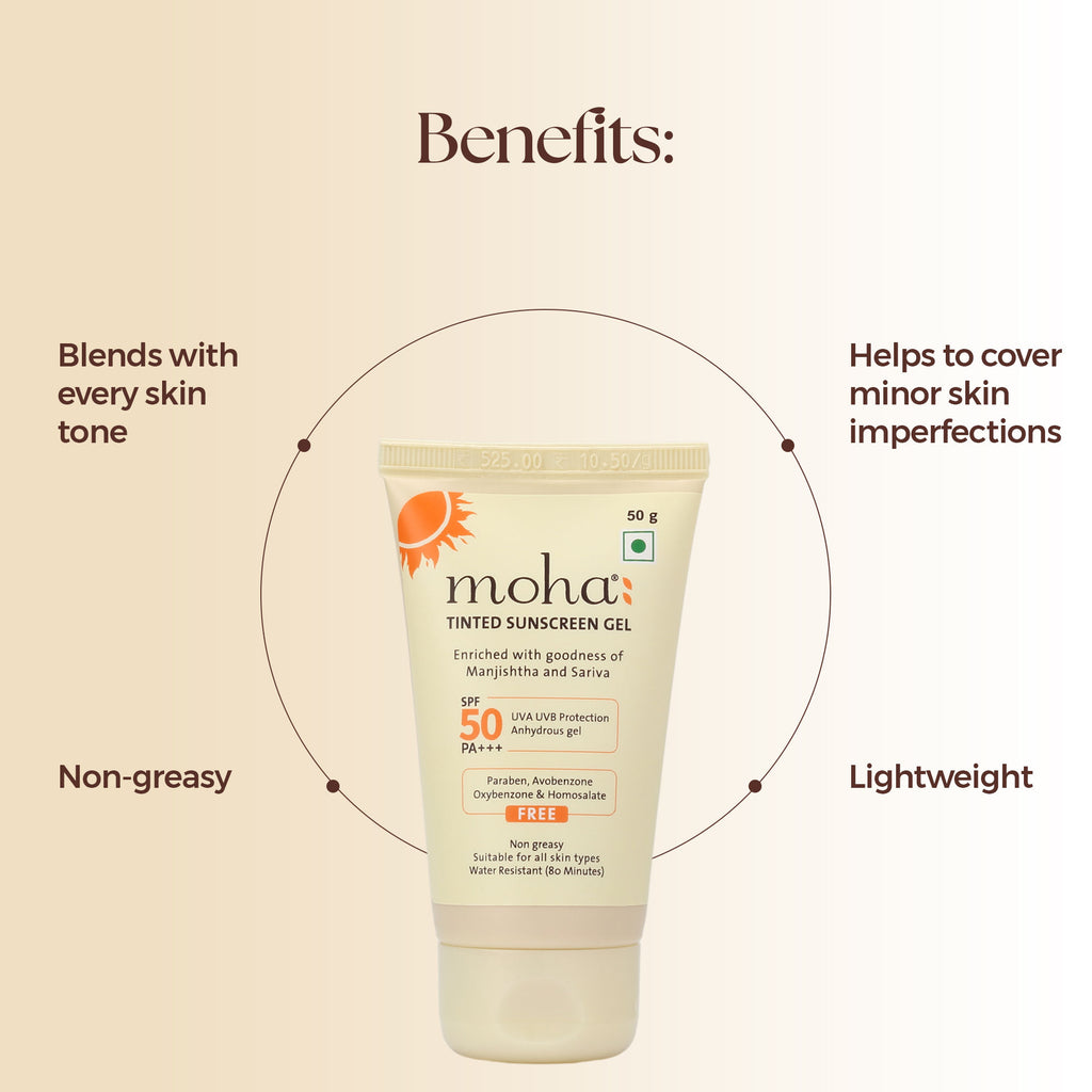 Tinted Sunscreen Gel SPF 50 +++ Protect And Illuminate Skin With Manjishtha And Sariva