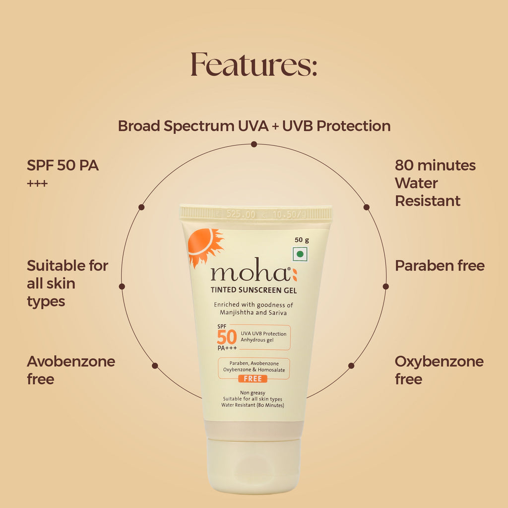 Tinted Sunscreen Gel SPF 50 +++ Protect And Illuminate Skin With Manjishtha And Sariva
