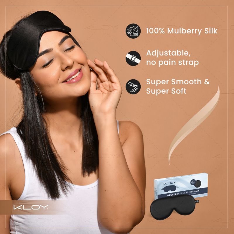 100% Mulberry Silk Sleep Eye Mask - Black