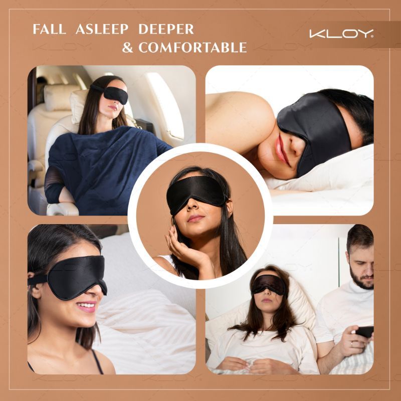 100% Mulberry Silk Sleep Eye Mask - Black