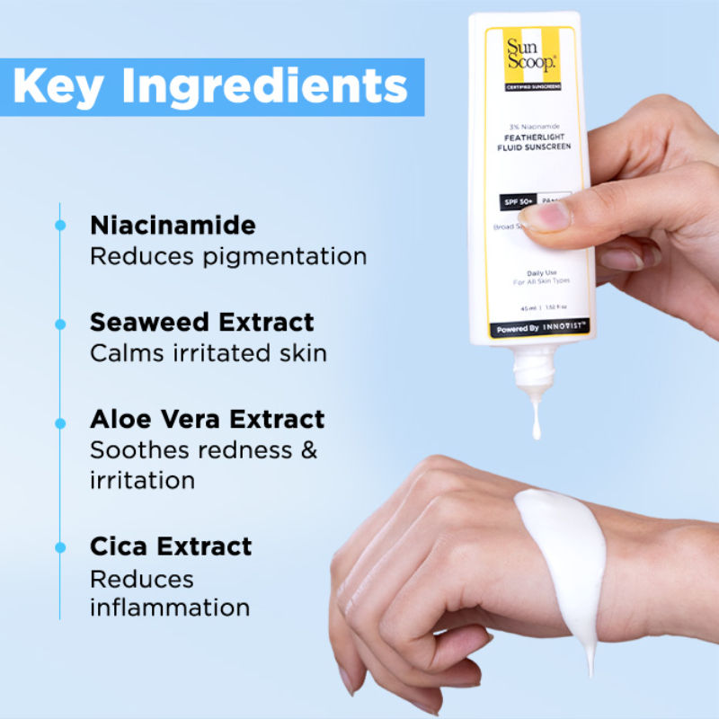 3% Niacinamide Fluid Sunscreen| SPF 50+ PA++++ Lightweight In-Vivo Tested Non-Greasy