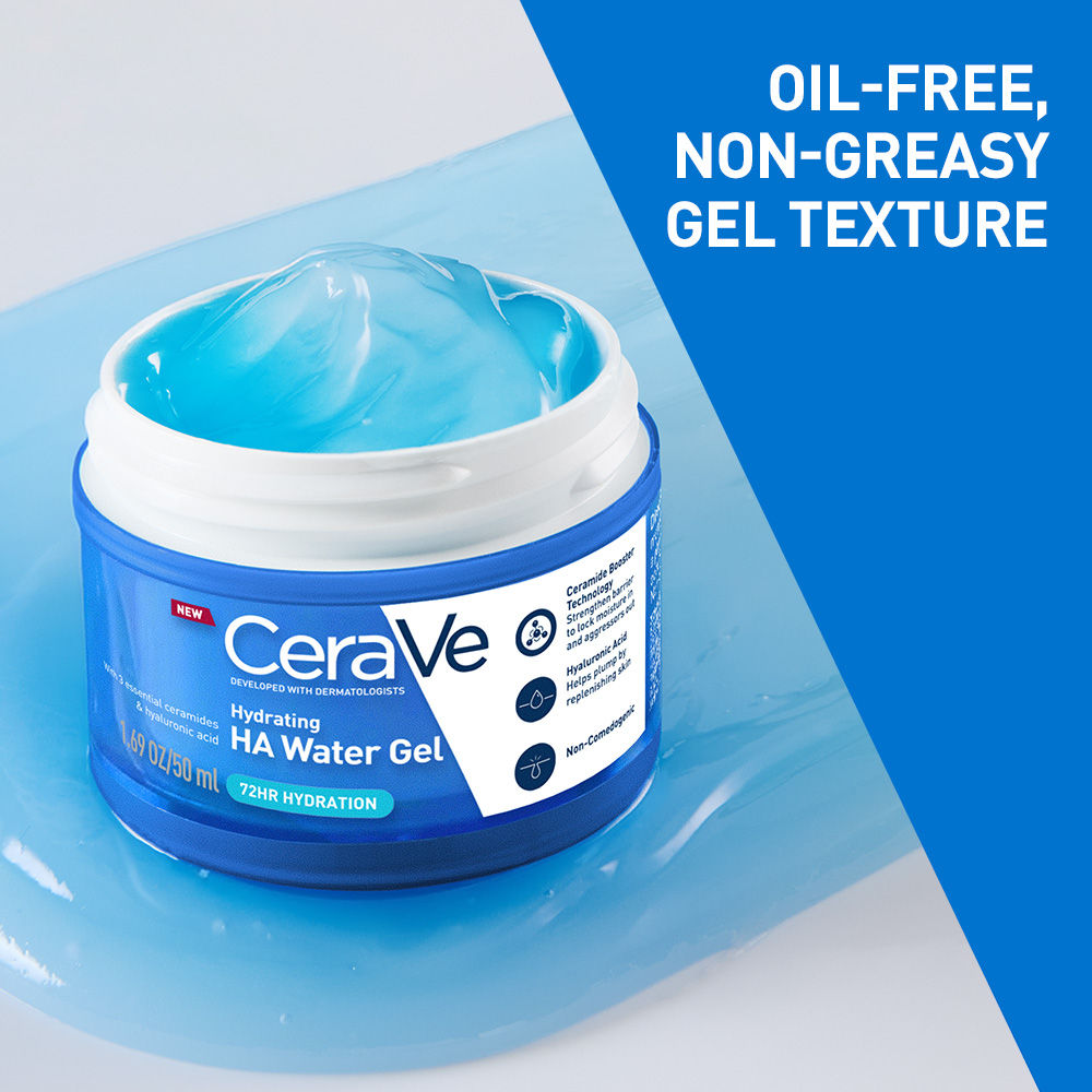 HA water gel oil-free face moisturizer with Hylauronic Acid & Ceramides for plumpy hydration