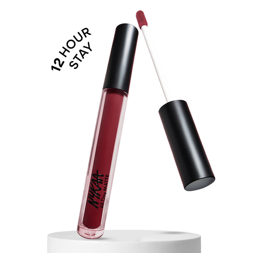 Nykaa All Day Matte Long Lasting Transferproof Liquid Lipstick - Prom Date - Deep Pink Nude