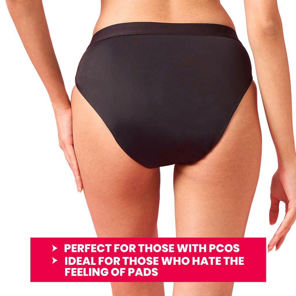 Mid Rise Hipster, Leakproof and Reusable Black Period Panties - Size S