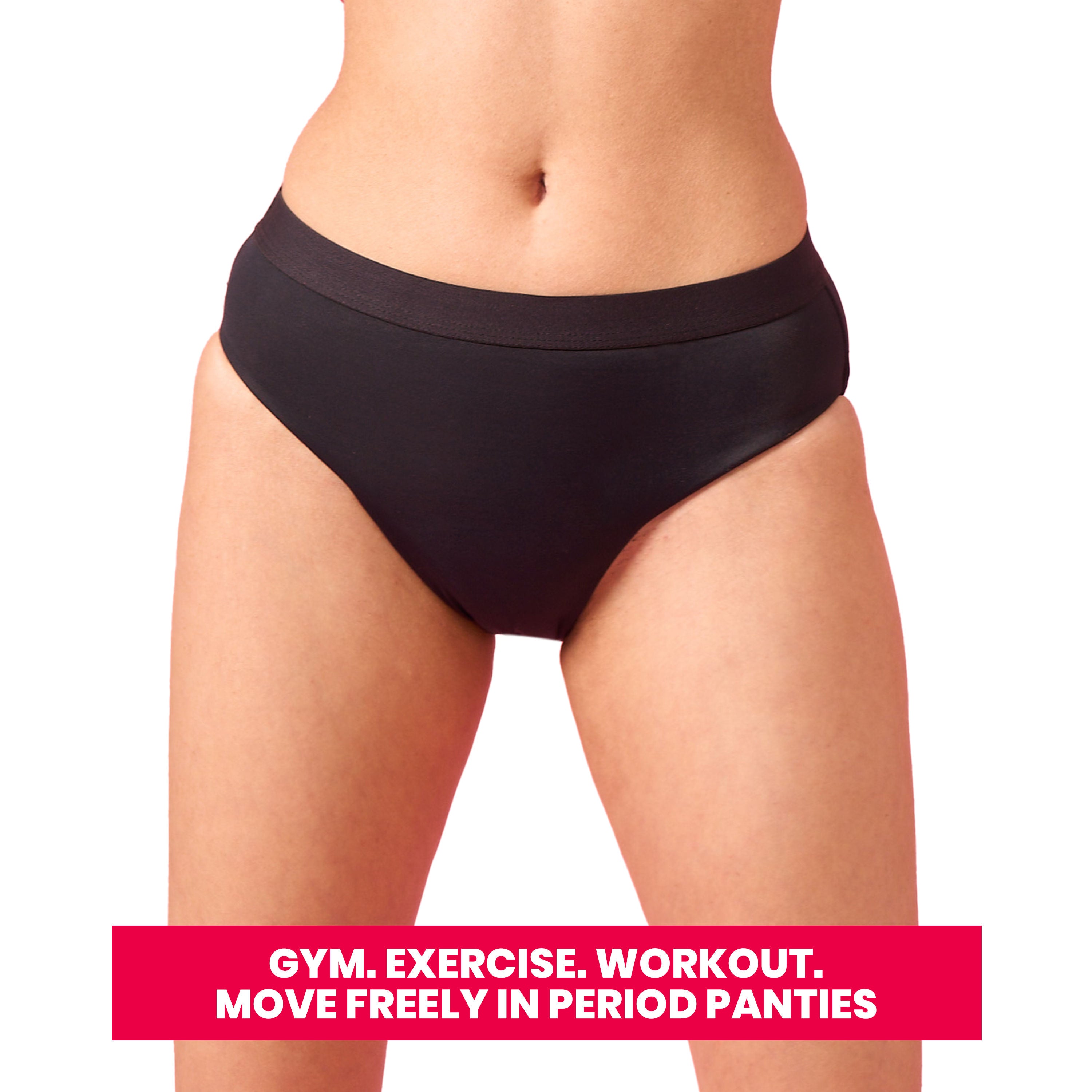 Mid Rise Hipster, Leakproof and Reusable Black Period Panties - Size M