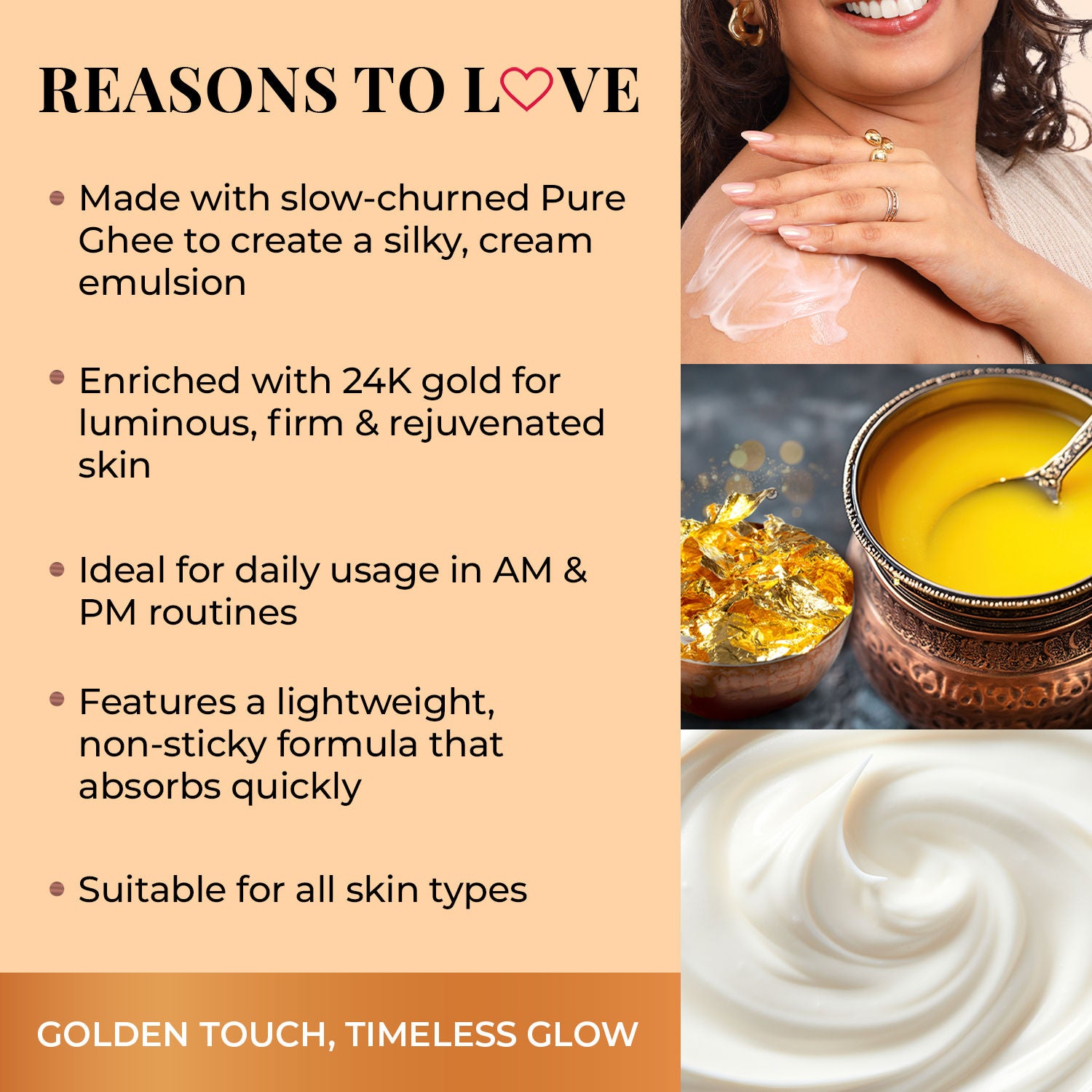 Pure Ghee 24K Gold Anti Ageing Body Butter Cream For Deep Moisturised Skin