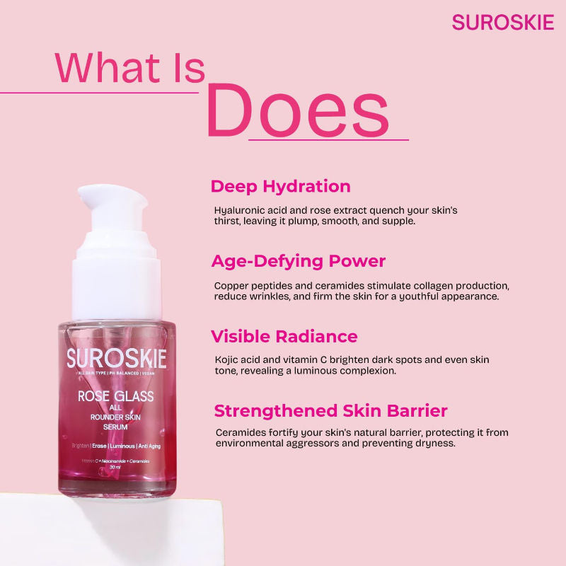 Rose Glass Face Serum For Glowing & Bright Skin