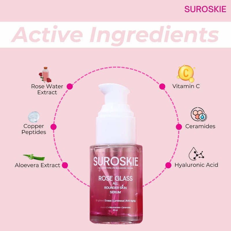 Rose Glass Face Serum For Glowing & Bright Skin