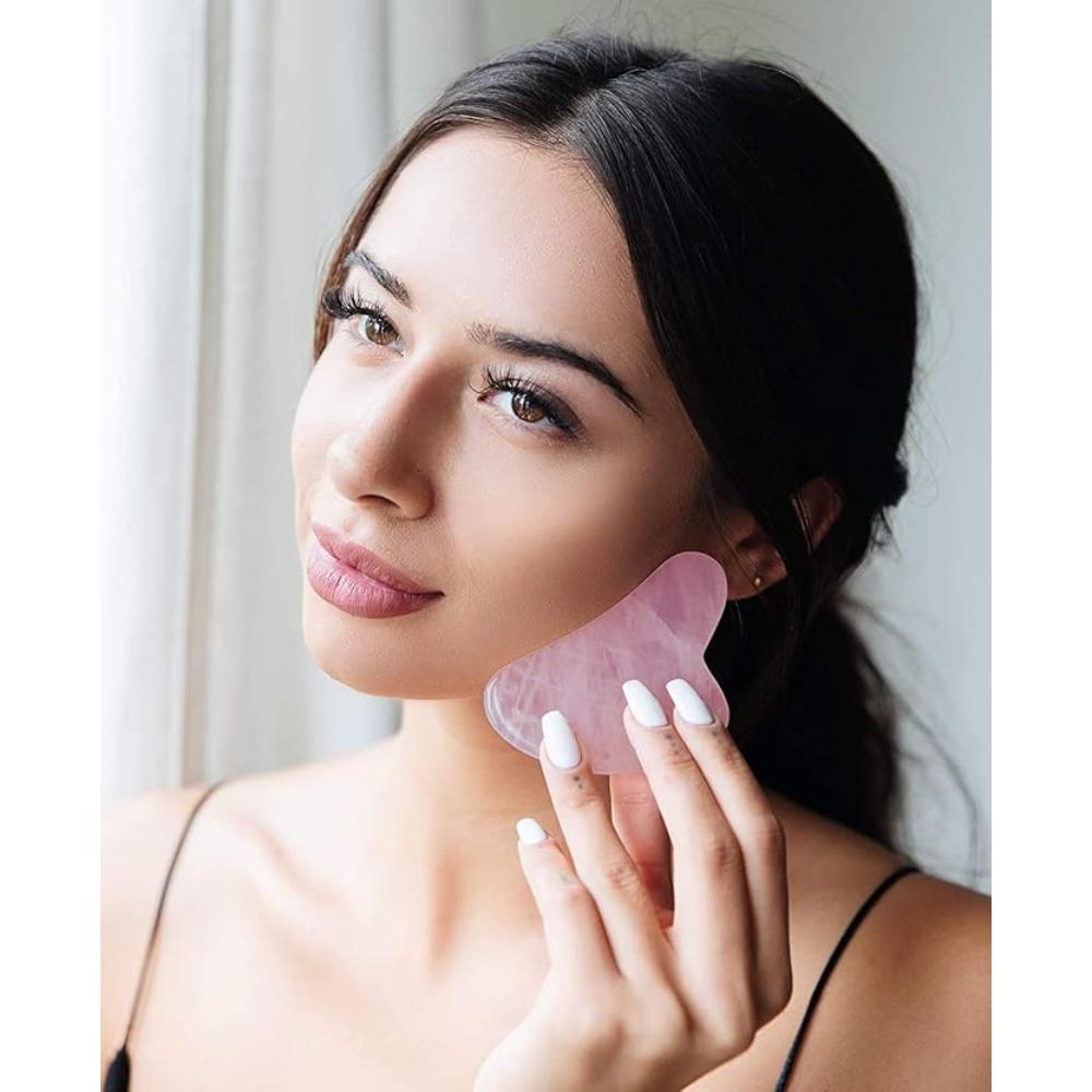 Rose Quartz Gua Sha Face Lifting & Skin Massage Beauty Tool