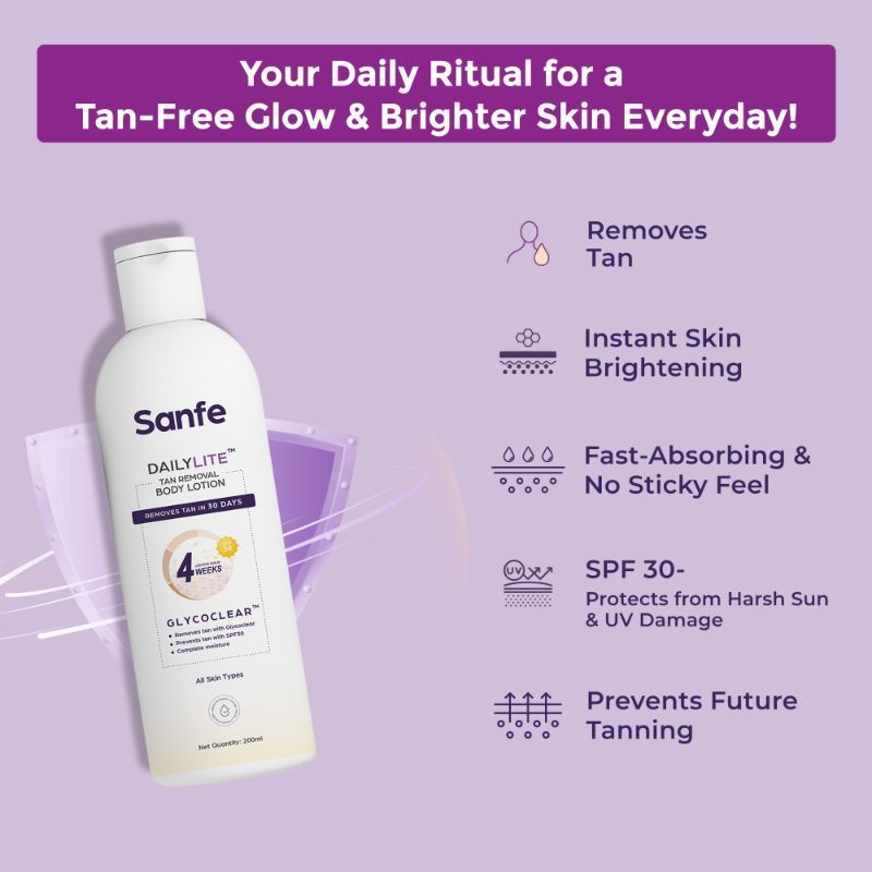 Dailylite Tan Removal Body Lotion For Women Remove Tan With SPF 30 Body Moisturizer Cream