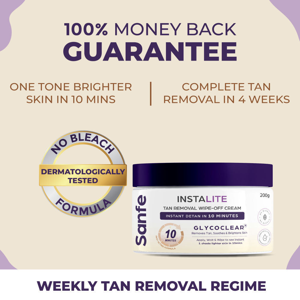 Instalite Detan Wipe Off Body Cream, Tan Removal Detan Cream, 0.5% Kojic Acid & 0.3% Arbutin