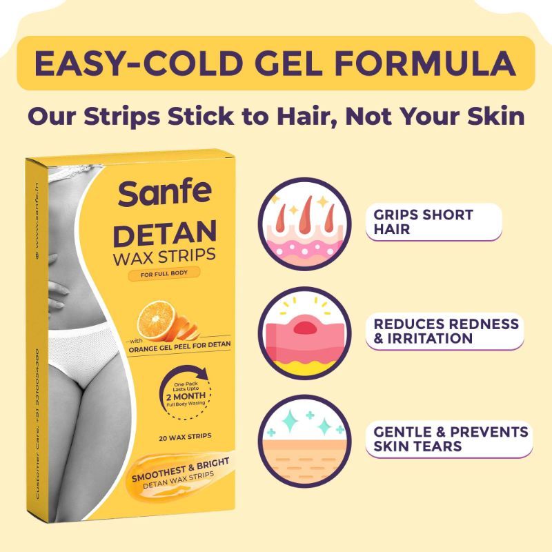 Detan Wax Strips, Effortlessly Removes Tan And Body Hair, Enjoy Smooth, Radiant Skin