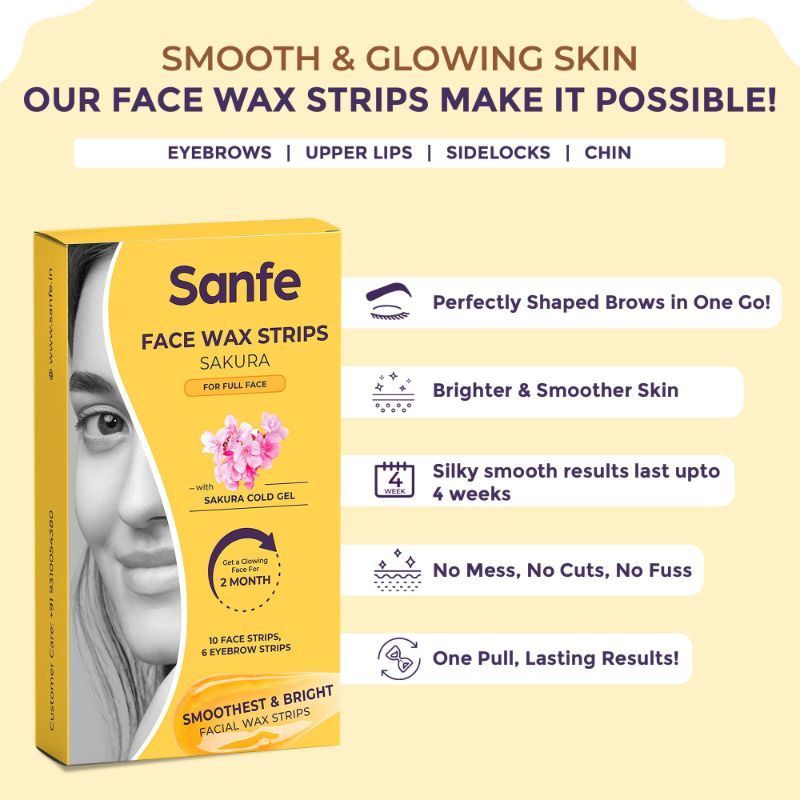 Facial Wax Strips Sakura Precise & Long-Lasting Hair Removal For Delicate Face Skin