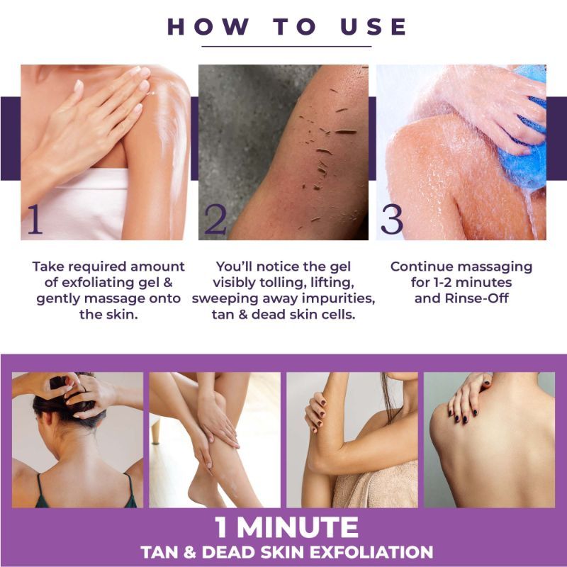 Instant Tan & Dead Skin Removal Exfoliating Gel, Removes Dead Skin Body Scrub AHA Exfoliation